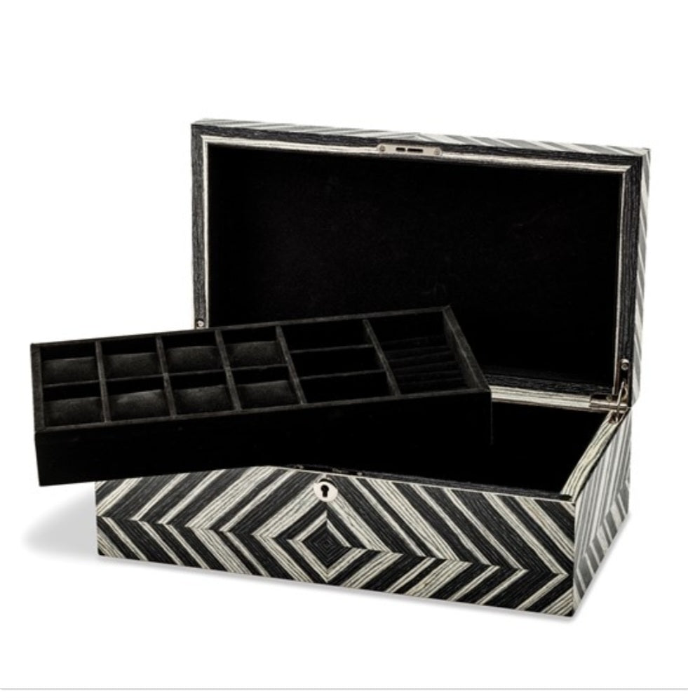 M+K Collection Luxury High Gloss Brazilian Wild Walnut Veneer 8-Slot Locking Watch and Jewelry Case
