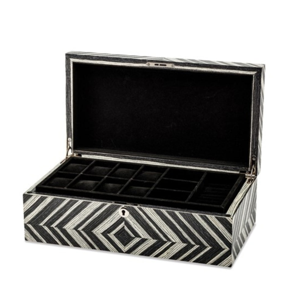 M+K Collection Luxury High Gloss Brazilian Wild Walnut Veneer 8-Slot Locking Watch and Jewelry Case
